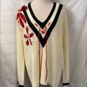 SOLD-Large v neck tennis sweater
